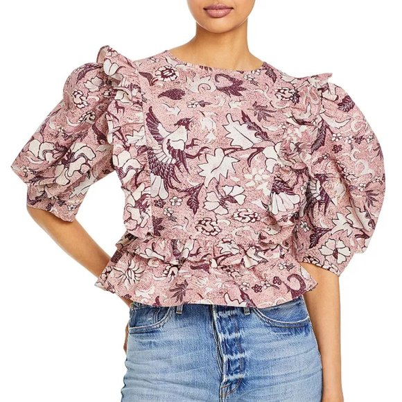 Aqua Tops - AQUA  Hummingbird Ruffled Wrap Top NWT